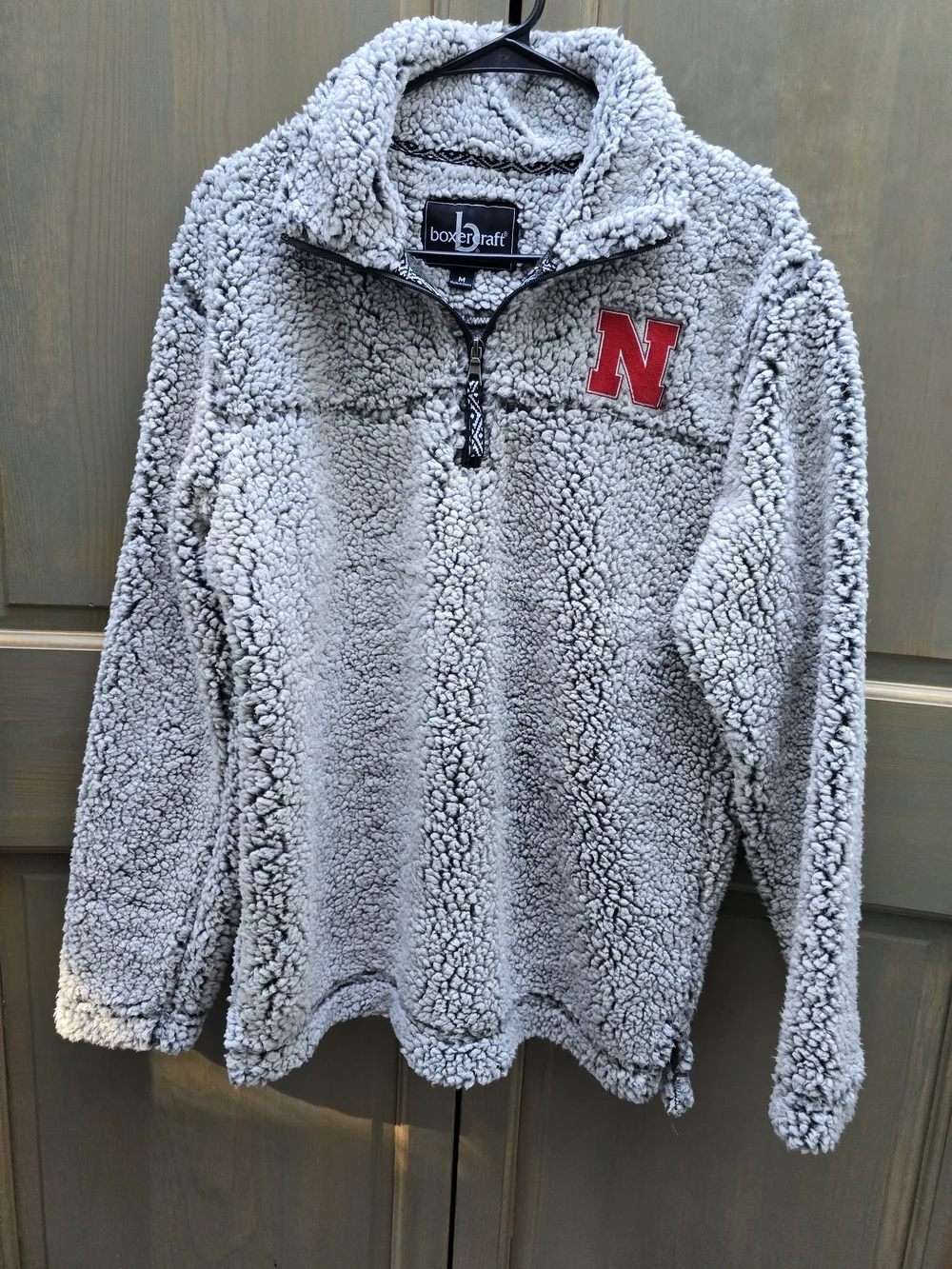 boxercraft Gray Sherpa Quarter-Zip with Red 'N' Patch - Picture 1 of 5
